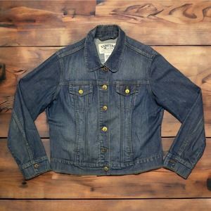 Levis Signature Indigo Wash Denim Trucker Blue Jean Jacket Womens Size XL EUC